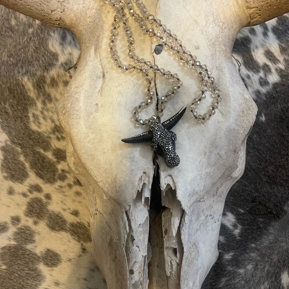 Crystal Steer Head Necklace